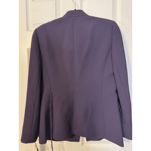 Kasper Suit Jacket Blazer 10 Purple Plum Textured Poly Adjustable Mock Neck NEW - Picture 13 of 15